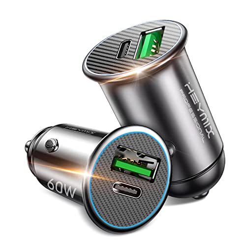 60W USB C Fast Car Charger, 2-Pack, Dual Port with PPS, PD