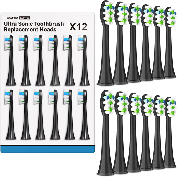 12-Pack Toothbrushes Heads for Ultrasonic Electric Toothbrushes