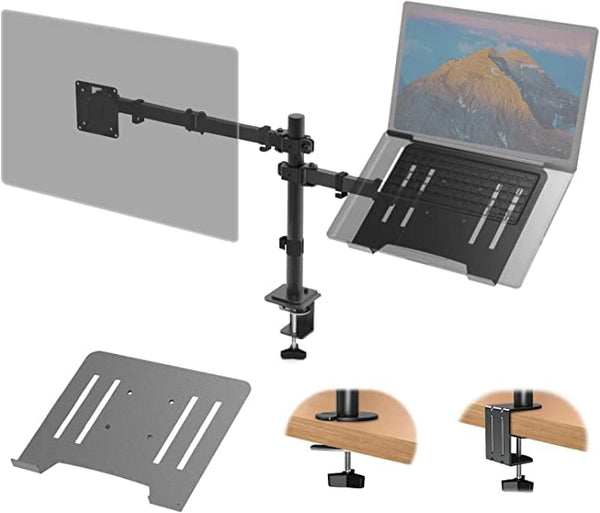 Dual Monitor Stand with Laptop Tray